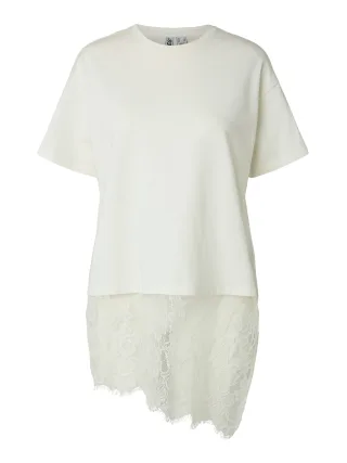 PIECES - PCMAVE SS LACE T-SHIRT JRS DM Cloud Dancer - Gr. - XL
