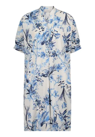 Robe Légère - Hemdblusenkleid Beige/Blau - Gr. - 48