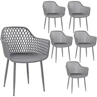 STEELSØN Gartenstuhl Quasira wetter- & UV-beständig (grau, 6er Set), outdoor Loungesessel mit Armlehnen, verfügbar als 2er/4er/6er Set