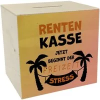 speecheese Spardose Rentenkasse - jetzt beginnt der Freizeitstress Spardose aus Holz