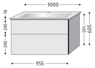 Sanipa Waschtischunterbau mit Auszügen 3way (BP334) 591x955x477 Taupe-Matt, BP3341T BP3341T