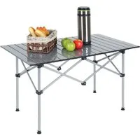relaxdays Klapptisch Faltbarer Campingtisch aus Stahl, silber