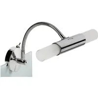 TRANGO LED Spiegelleuchte, LED wechselbar, warmweiß, 2162-028B Modern 2-flammig LED Spiegelleuchte *FLEXI* Spiegel Clip-Leuchte mit schwenkbar Flexarm in Chrom inkl. 2x G9 LED Leuchtmittel - LED wechselbar, warmweiß, 2162-028B Modern 2-flammig LED Sp