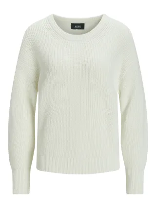 JJXX - JXMILA TWIST CREW NECK KNIT NOOS snow white - Gr. - XL