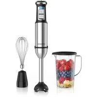 Arendo Stabmixer Set 2000 Watt, Edelstahl Pürierstab, Handmixer, stufenlose Regelung, 2000 W, Turbotaste, Abnehmbarer Mixfuß, DC-Motor, ergonomischer Griff