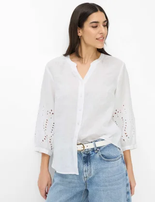 Brax Damen Bluse Style VELIA white, weiß, Gr. 42