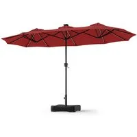 COSTWAY Sonnenschirm, LxB: 370x200 cm, Doppelsonnenschirm mit Ständer, Gartenschirm groB