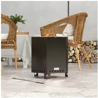 Outsunny Feuerschale mit Schürhaken, (Feuerstelle, 1-St., Feuerkorb), für Garten, Camping, Terrasse, Metall, Schwarz