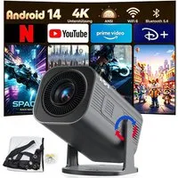 XGODY 2026 Neu Tragbarer Projektor Gimbal 3Pro 4K Android 14 Wifi6 BT 5.4 Mini-Beamer (260 lm, 8000:1, 3840 x 2160 px, Android 14 OS mit App-Store, Youtube, Netflix, Prime Video etc)