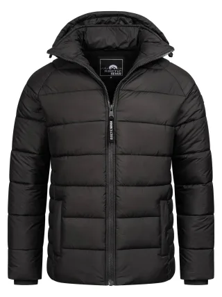 Arctic Seven Herren Steppjacke wind- und wasserabweisende Winterjacke mit Kapuze Schwarz