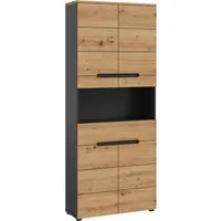 welltime Hochschrank REHAT, Türen mit Soft-Close, eingefasste Griffaussparung in der Front BxHxT: 76x193x34 cm, 4 Türen, 5 Fächer, 1 Schubkasten