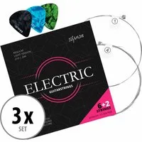 Shaman Saiten 3er-Set Electric E-Gitarren-Saiten Regular Light, (6+2 Saiten-Set, 3-tlg), Kompletter Satz plus 2 Ersatz-Saiten (E1 und D4)