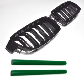 Kühlergrill Sportgrill Grill Gitter Schwarz Glanz + Grill Streben in GRÜN für BMW 3er F30 / F31 ab 2011-2019
