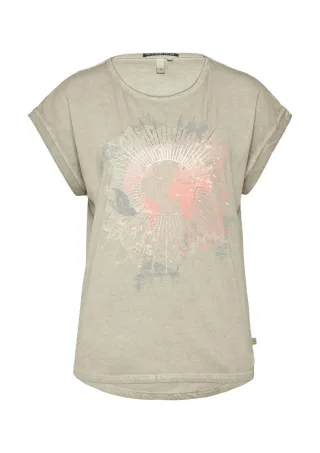 Q/S designed by - Oversize Shirt grau/grün - Gr. - L