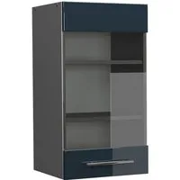 Vicco Glashängeschrank Fame-Line, Dunkelblau Hochglanz/Anthrazit, 40 cm (1-St)