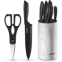 D.Perlla Messer-Set 7/6-teiliges Küchenmesserset mit universellem Messerblockhalter (Set, 7-tlg)