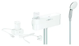 GROHE Starterset Dusche Purefoam 105074, mit Handbrause/Schlauch weiß/chrom, 1050740000 1050740000