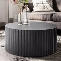 FINEBUY Couchtisch FB92224 Rund Metall Design Wohnzimmertisch Alu Wellen Beistelltisch (67x67x31 cm, Sofatisch Rund Schwarz, Wellenmuster), Wohnzimmertisch Kaffeetisch Eisen Modern