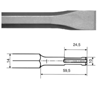 Rennsteig Flachmeißel, SDS-plus Aufnahme, Länge 250 mm, Breite 20 mm , Länge:250mm, Schaft-Ø:14mm, Breite:20mm