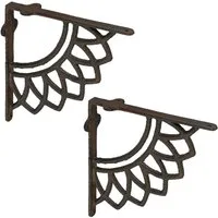 relaxdays Wandregalhalter Regalträger 2er Set Mandala-Design, braun