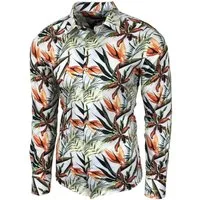 Baxboy Langarmhemd Baxboy Herren Hemd Freizeitshemd Langarm Blumen Casual Shirt