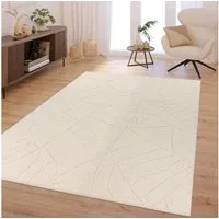 TT Home Teppich Esszimmer, Schlafzimmer, Wohnzimmer, Rechteckig, Höhe: 16 mm, Wohnzimmer Teppich Schlafzimmer Hochflor Weich Waschbar Uni 3D-Optik M