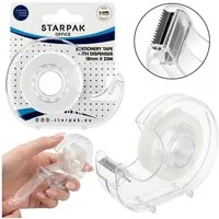 Sarcia.eu Klebeband Transparentes Klebeband mit Abroller, beschreibbar, 18 mm x 25 m