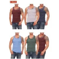 Cocain underwear Unterhemd Farbiges Herren Unterhemd Feinripp Vollachsel Baumwolle Hemd bunt (Packung, 6-St) produziert in Europa, farblich abgesetzte Träger und Halsausschnitt