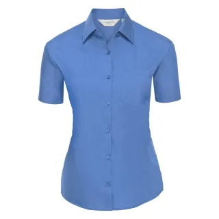 Russell Collection - "Classic" Hemd Pflegeleicht für Damen kurzärmlig (Business-Blau)