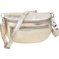 MIRROSI Bauchtasche Damen, Echtleder, Leder, Made in Italy, Umhängetasche, Brusttasche, (Schultertasche für jeden Anlass (1 Tasche & 1 Gurt), Mit zwei Reißverschlüssen), Crossbody Bag, verstellbaren Schulterriemen, Zwei Größen zur Auswahl