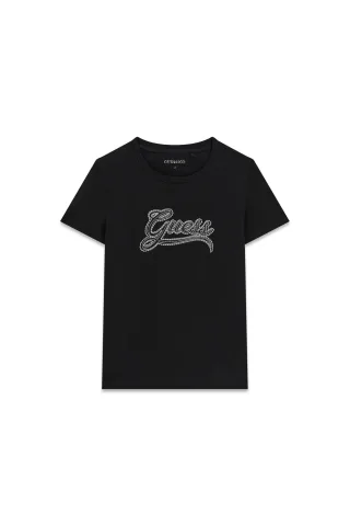 Guess - SS GUESS STUD LOGO EASY TEE Jet Black A996 - Gr. - S