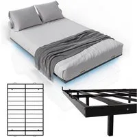 Juskys Metallbett Palamos, 140x200 cm mit Lattenrost & Beleuchtung, modernes Schwebebett