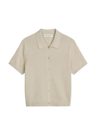 Marc OPolo Casual - Cardigan im Polo-Stil regular Linen Beige - Gr. - S