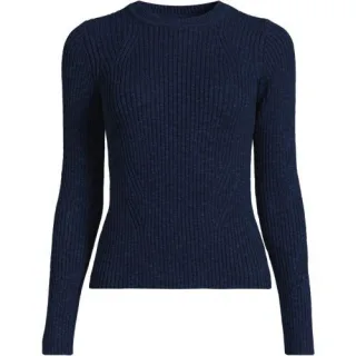 Rippstrick-Pullover aus Baumwollmix für Damen in Plus-Größe, Damen, size: plus, Orange, Polyacryl/Viskose/Baumwoll-Mischung, by Lands' End