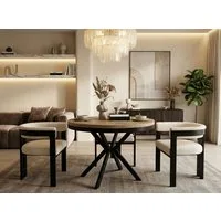 WFL GROUP Esstisch Ross ausziehbar rund industrial mit schwarzen Metallbeinen (MADE IN EU, erhältlich in 3 Größen – 90/100/120 cm ausziehbar auf 170/180/200 cm), platzsparender Tisch in Holzoptik für Küche, Esszimmer oder Wohnzimmer