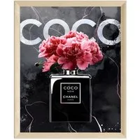 JUSTGOODMOOD Poster Premium ® Coco Chanel Poster · Coco Noir Parfüm Flacon · ohne Rahmen, (1 St), Poster in vielen verschiedenen Größen verfügbar, Poster, Wandbild