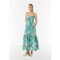 comma Maxikleid Kleid Luftiges Baumwollkleid in Maxi-Länge mit Smok-Detail