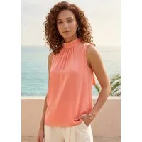 Laura Scott Chiffonbluse hoch geschlossener Ausschnitt mit Schleifen-Detail
