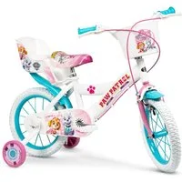 Toimsa Bikes Kinderfahrrad 14 Zoll Kinder Mädchen Fahrrad Mädchenfahrrad Rad Bike Paw Patrol Weiß, 1 Gang, Puppensitz, Korb, Stützräder