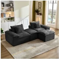 Sinaopus Schlafsofa Sofas Wohnzimmer modulares 2-Sitzer Schlafsofa mit Hocker Cord, Bodensofa mit Memory-Schaum, Kissen & flexibler Modularfunktion