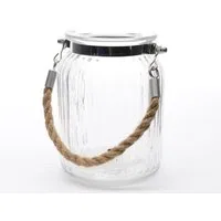 Kaemingk Windlicht Windlicht Teelichthalter Glas Juteseil Ø.11 cm H.14,5 cm klar