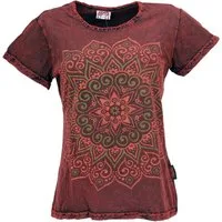 Guru-Shop T-Shirt Boho T-Shirt mit Mandaladruck, Stonewashed.. Festival, Ethno Style, alternative Bekleidung