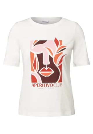 CECIL - T-Shirt mit Print vanilla white - Gr. - M