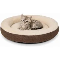 lionto Tierkissen für Katzen Donut-Design, Oxford- & Plüschstoff, Anti-Rutsch-Boden, Bezug abnehmbar & waschbar