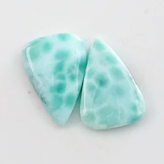 4,96 + 5,07 ct. Larimar Edelstein Pärchen für Ohrstecker / Ohrhänger