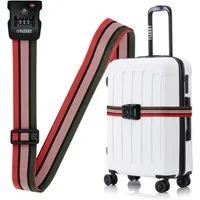 Flexot Koffergurt Koffergurt mit Zahlenschloss & TSA, verstellbare Länge, Namensschild, Flexibel anpassbarer und stabiler Gurt mit praktischer Schnalle