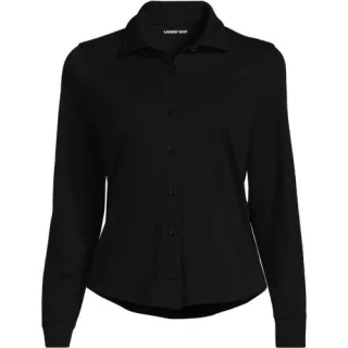 Langärmelige Supima-Jerseybluse für Damen, Damen, size: regular, Weiß, Baumwolle, by Lands' End