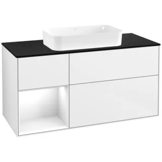 Villeroy und Boch Finion Waschtischunterschrank F702GFGF 120x60,3x50,1cm, Regal links Glossy white lacquer, Glossy white lacquer