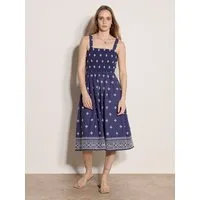 Apricot Midikleid Midikleid mit geometrischer Diamantstickerei Stickerei