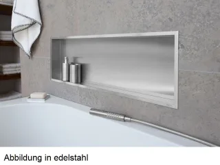 ESS BOX 10 Wandnische 120x30x10 cm Edelstahl gebürstet mit LED-Beleuchtung, inkl. Rohbauset, BOX-120 BOX-120x30x10-L